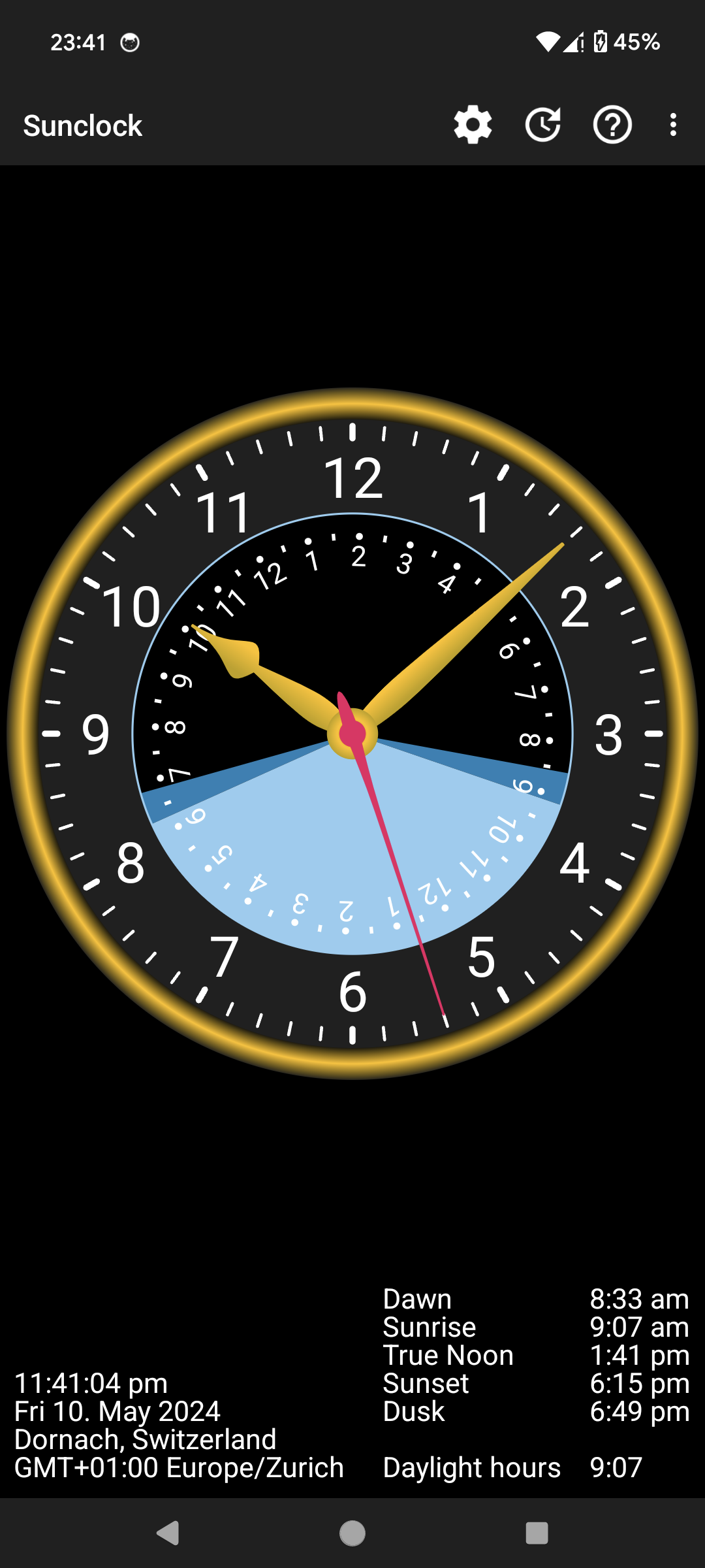 اسکرین شات 1 برنامه Sunclock: Sunrise Sunset Clock