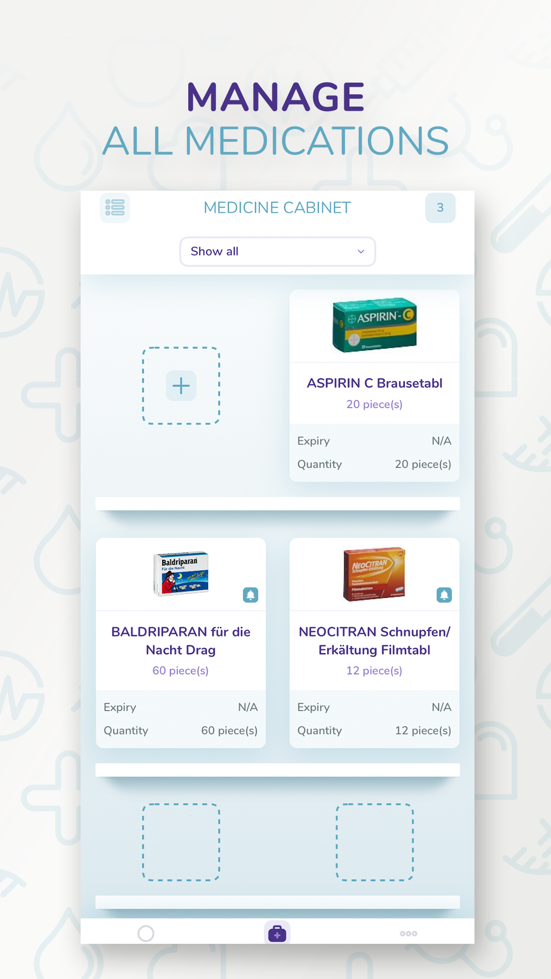 اسکرین شات 2 برنامه TOM: Pill Tracker & Med Timer