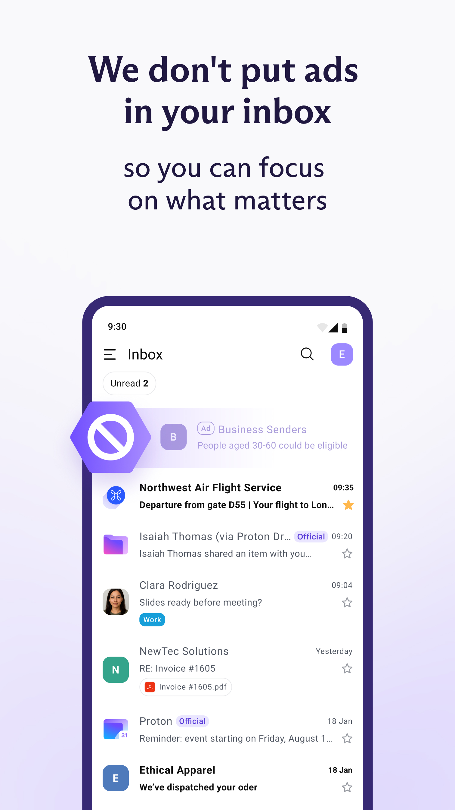 اسکرین شات 3 برنامه Proton Mail: Encrypted Email