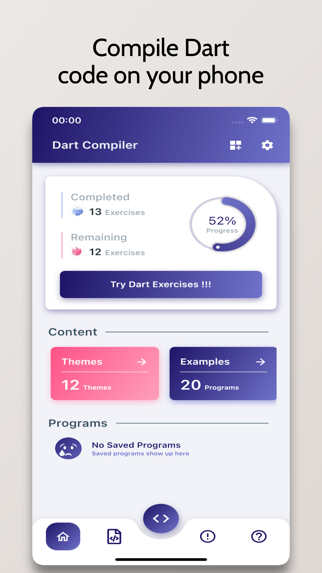 اسکرین شات 1 برنامه Dart Compiler - Run .dart Code