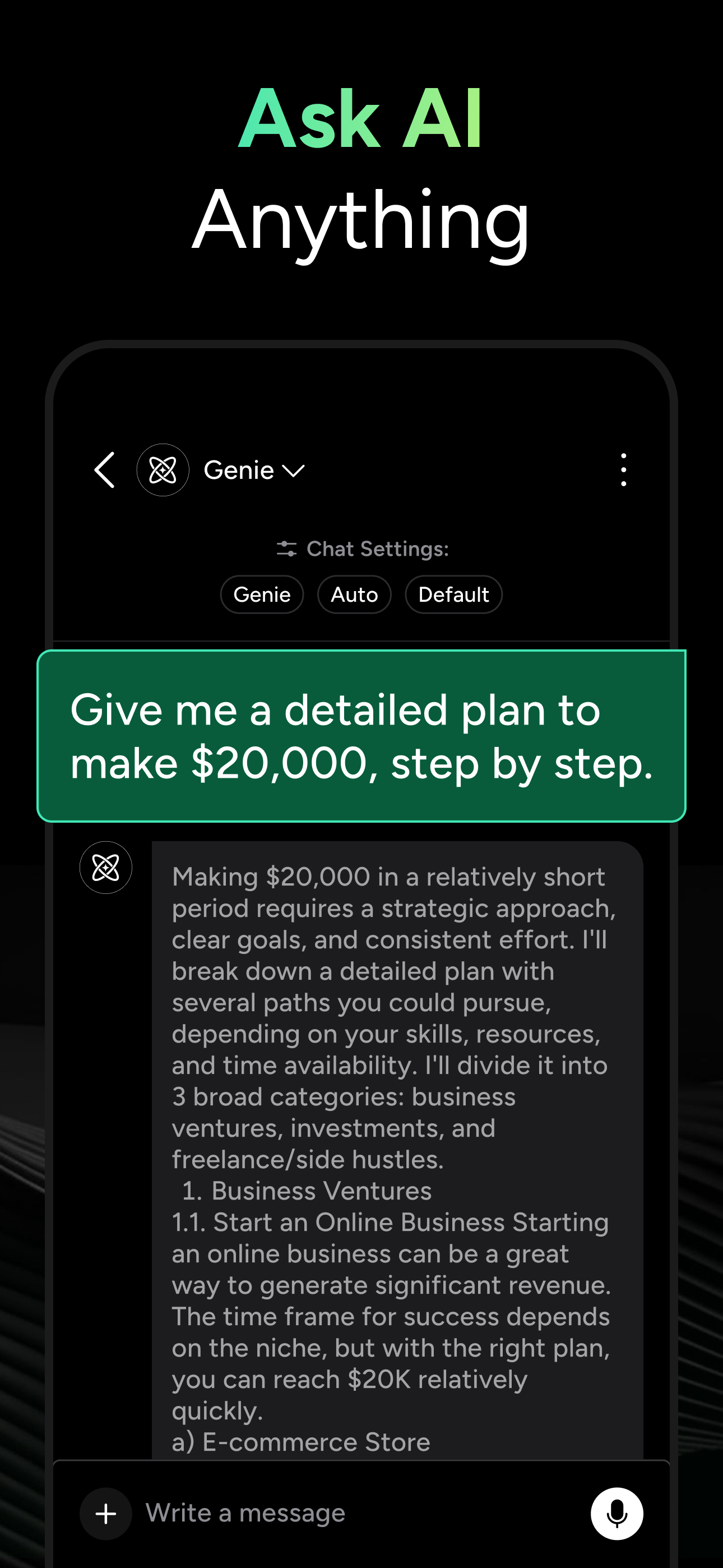 اسکرین شات 1 برنامه Chatbot AI Assistant - Genie