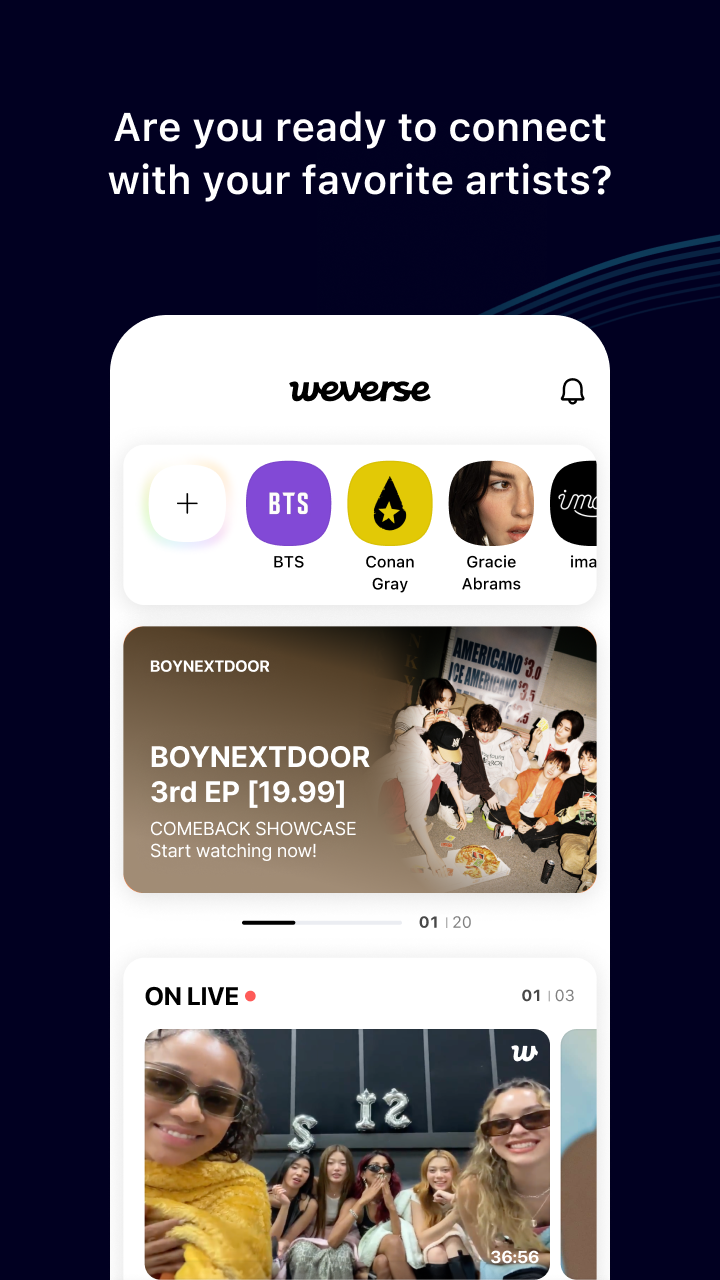 اسکرین شات 2 برنامه ویورس (weverse)