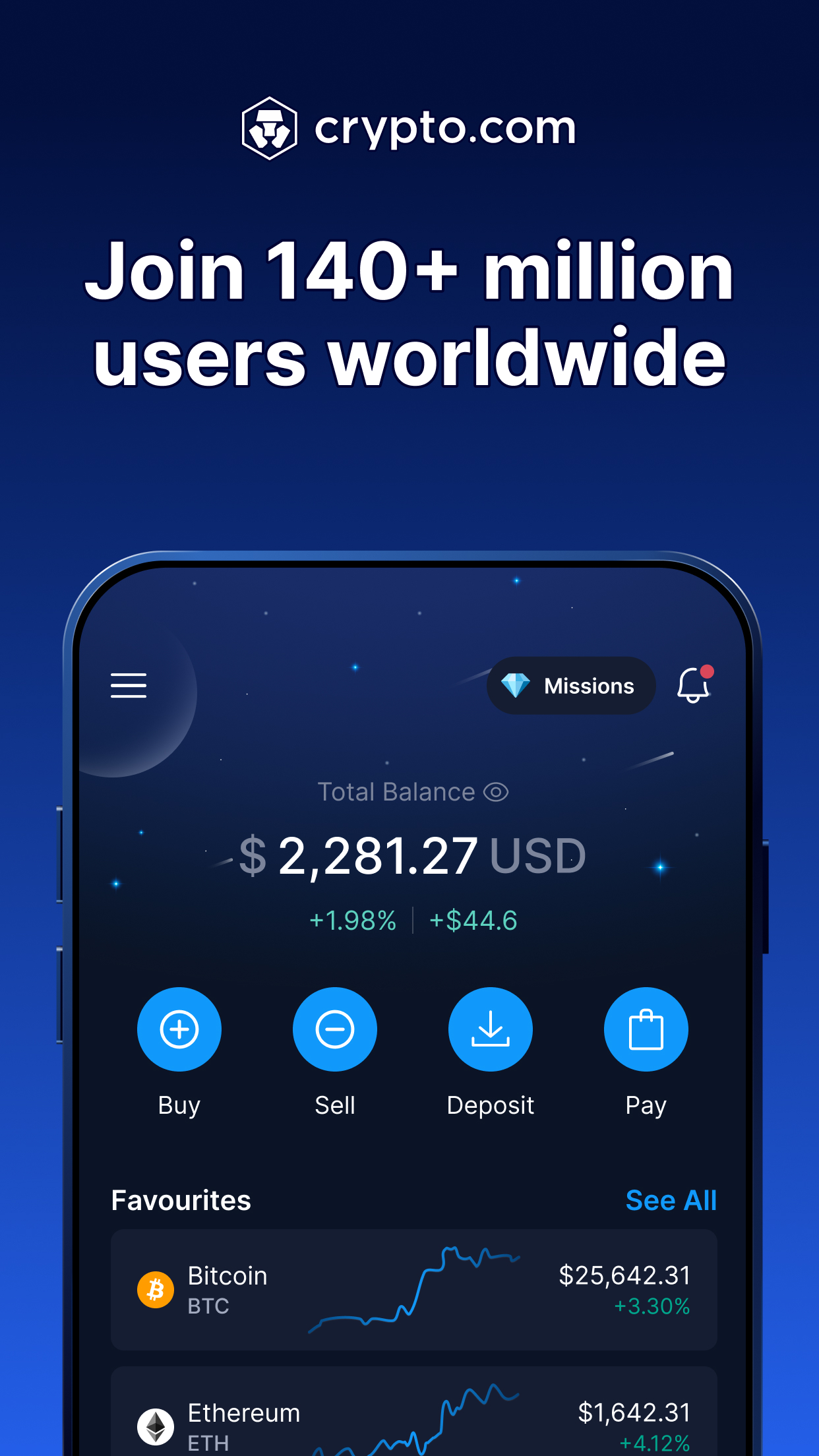 اسکرین شات 1 برنامه Crypto.com: Buy BTC, ETH & CRO