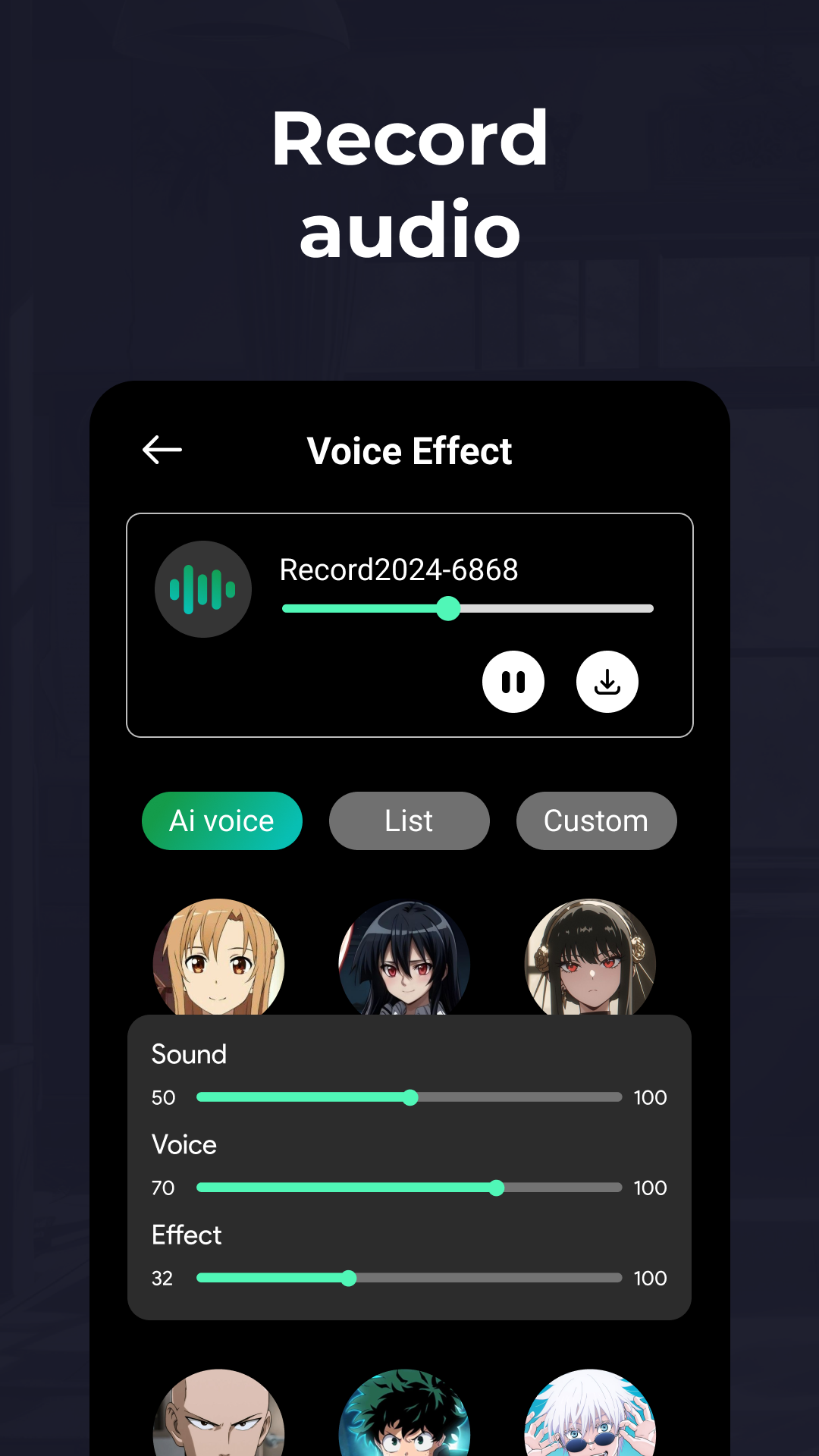 اسکرین شات 6 برنامه Voice AI - Changer Your Voice