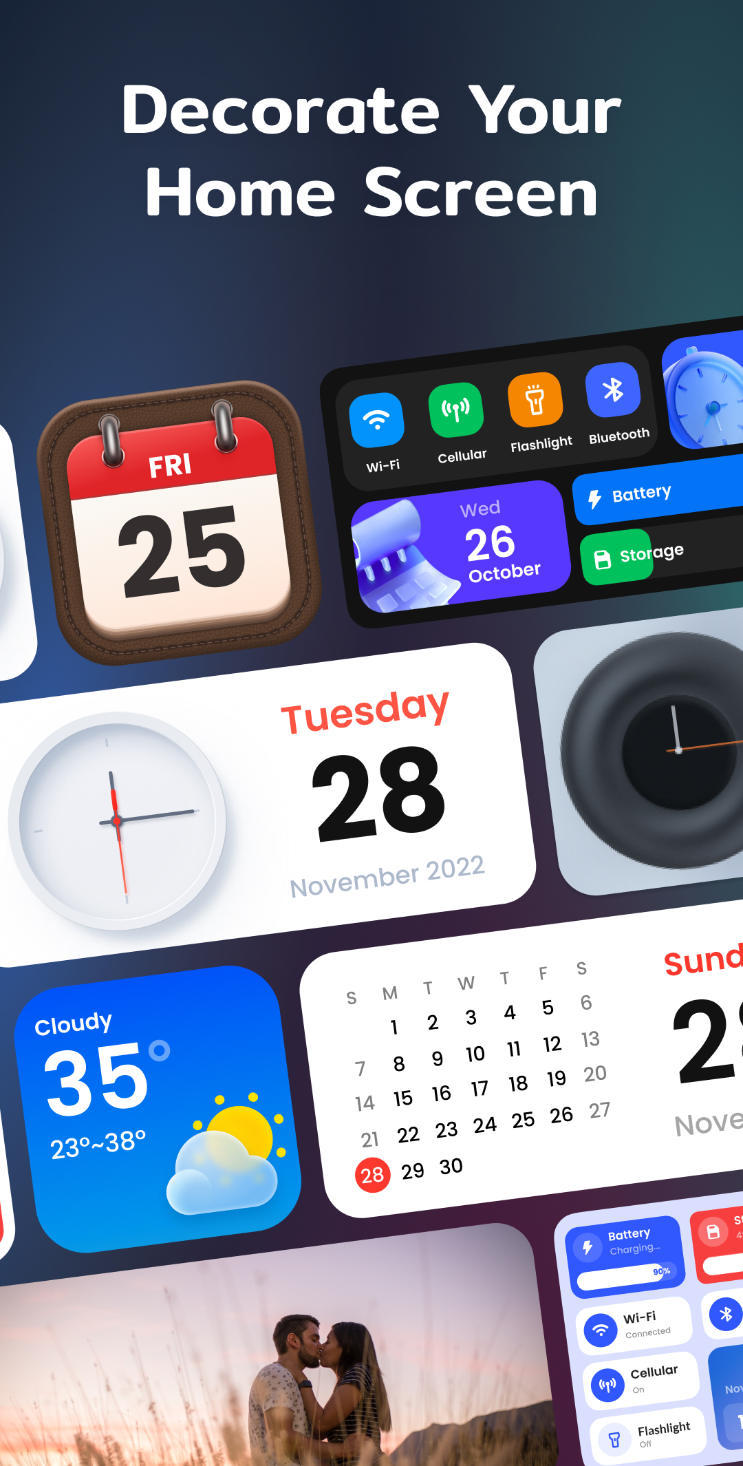 اسکرین شات 3 برنامه Color Widgets, Theme: iWidgets