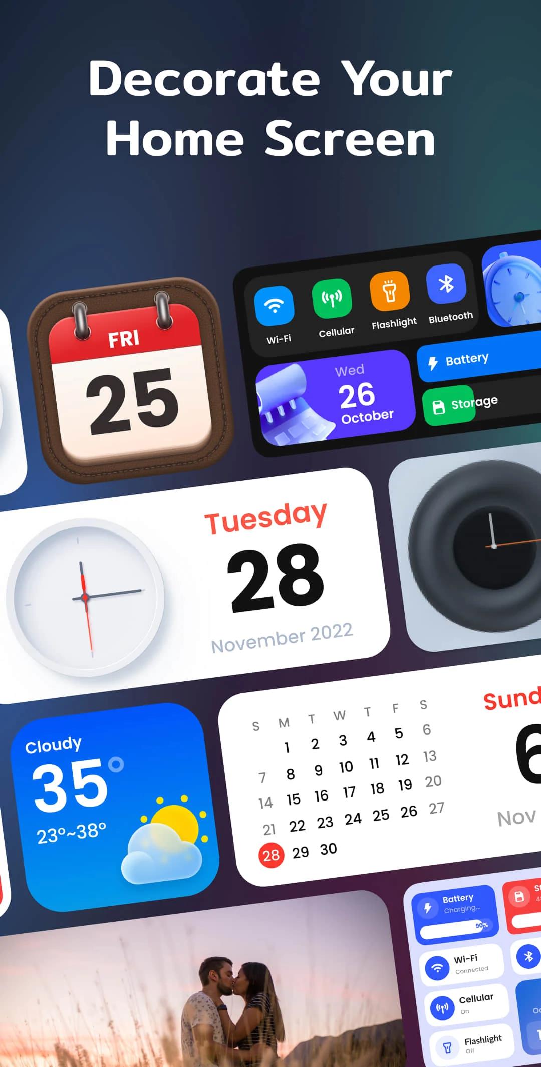 اسکرین شات 2 برنامه Color Widgets, Theme: iWidgets