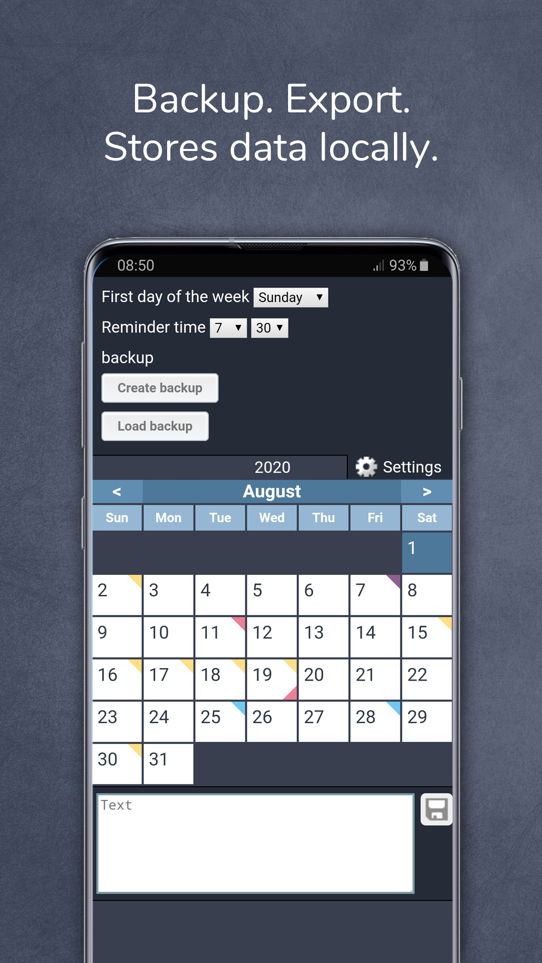 اسکرین شات 2 برنامه Calendar with Colors