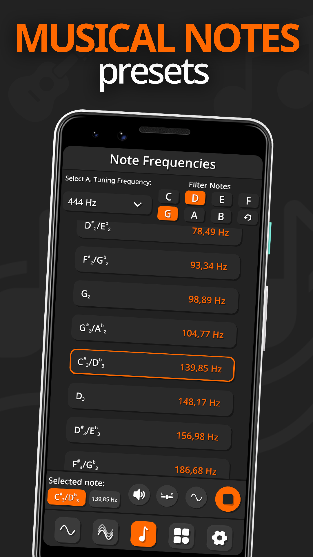 اسکرین شات 3 برنامه Frequency Sound Generator