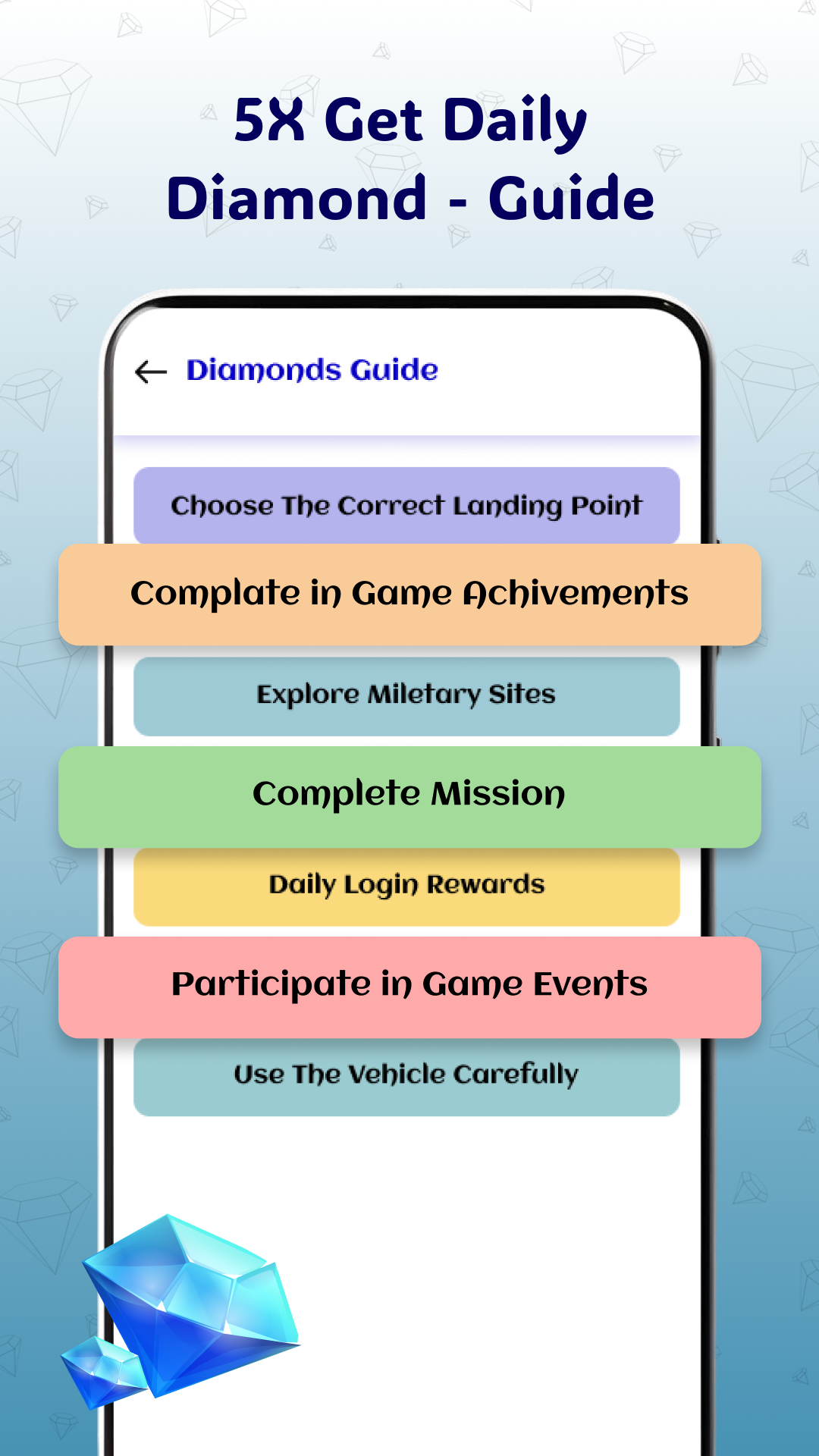 اسکرین شات 4 برنامه 5X Get Daily Diamond - Guide