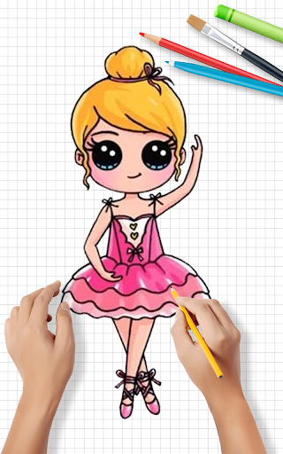 اسکرین شات 3 برنامه How to Draw Cute Girls | Drawing Girl Step by Step