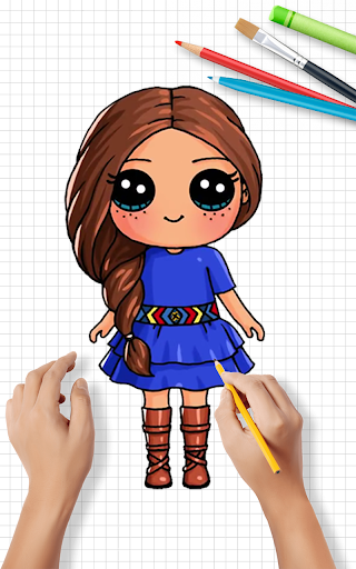 اسکرین شات 5 برنامه How to Draw Cute Girls | Drawing Girl Step by Step