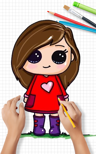 اسکرین شات 7 برنامه How to Draw Cute Girls | Drawing Girl Step by Step