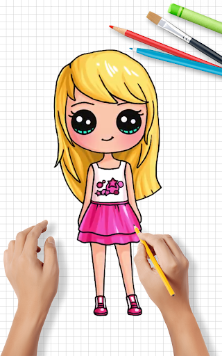 اسکرین شات 8 برنامه How to Draw Cute Girls | Drawing Girl Step by Step