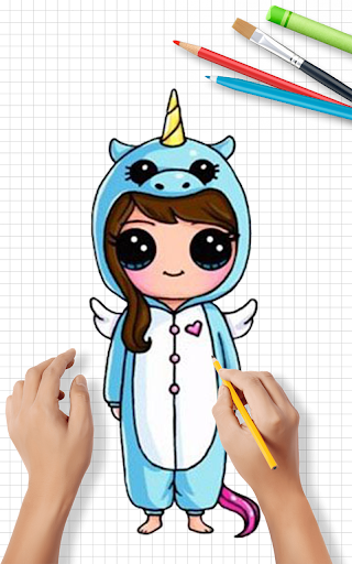 اسکرین شات 2 برنامه How to Draw Cute Girls | Drawing Girl Step by Step