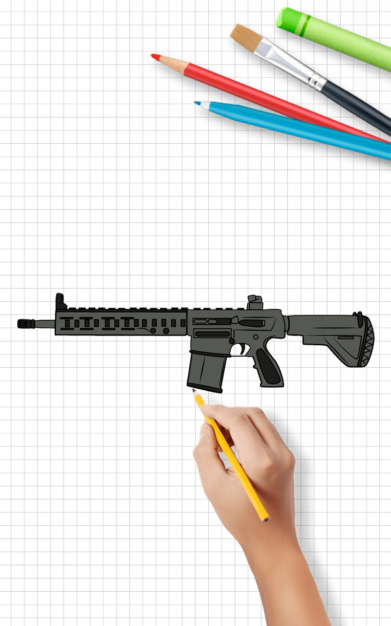 اسکرین شات 4 برنامه How to draw weapons step by st