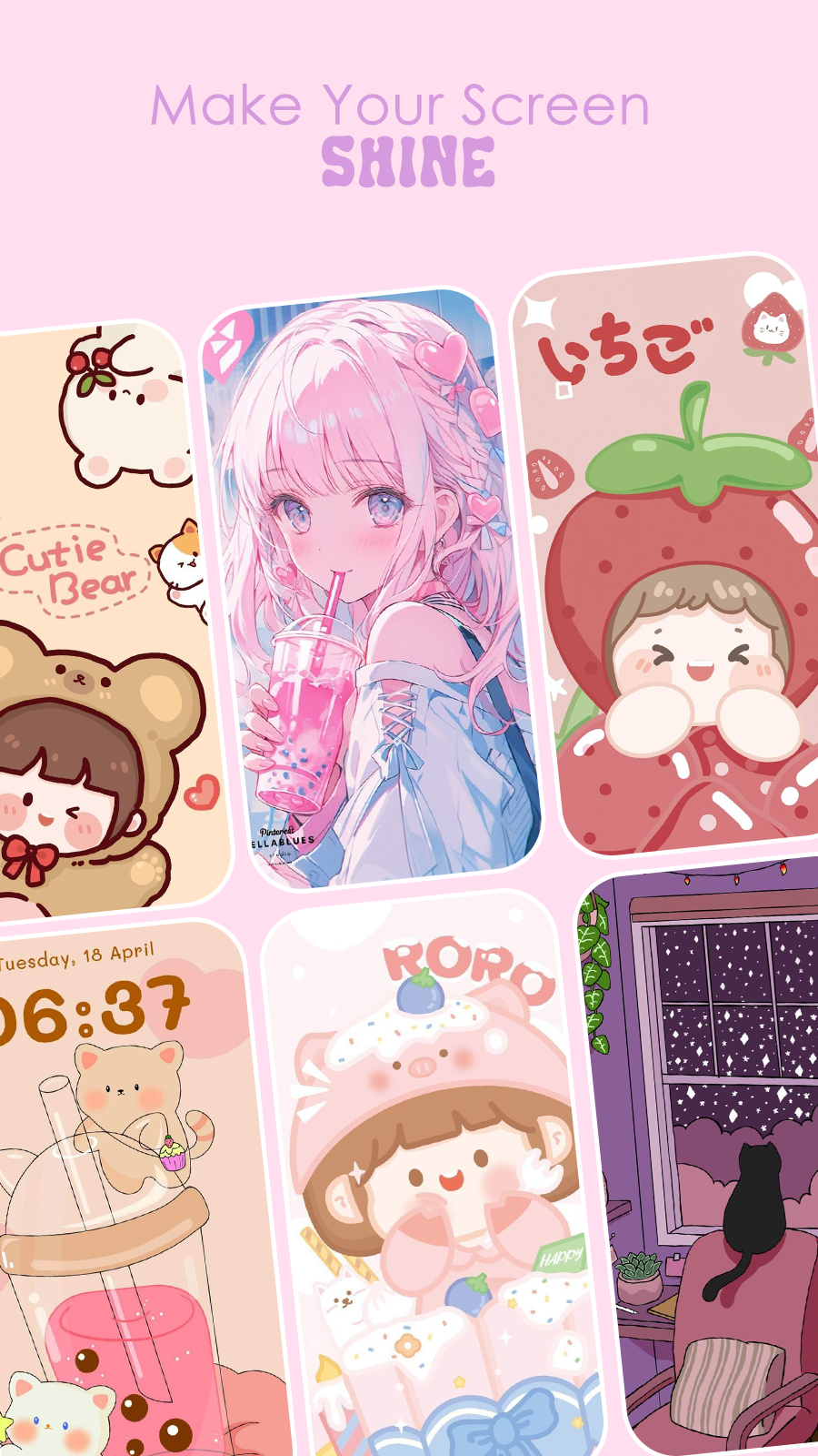 اسکرین شات 3 برنامه Kawaii Aesthetic Wallpapers