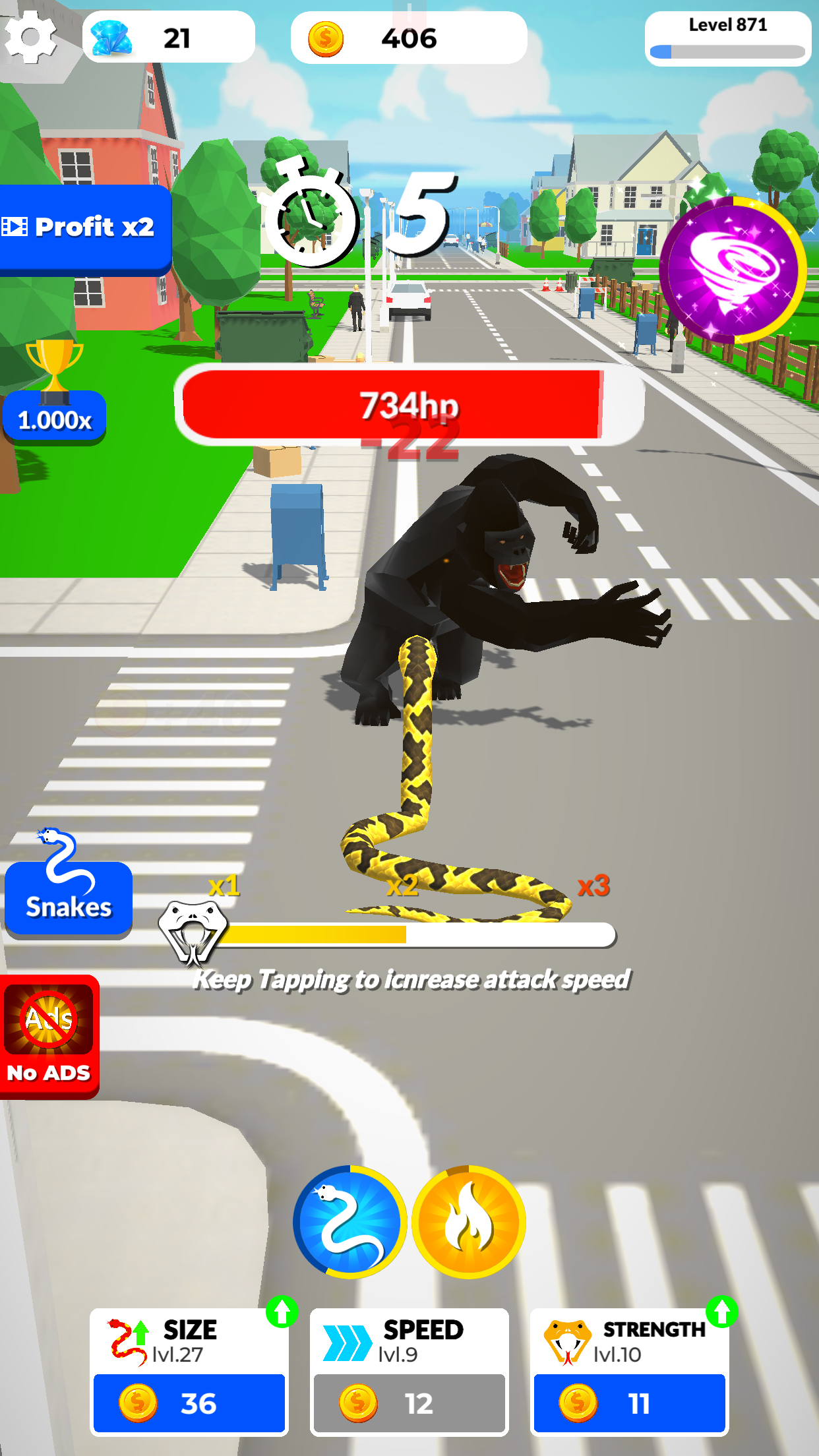 اسکرین شات 3 بازی Idle Snake World:Hunting Fight