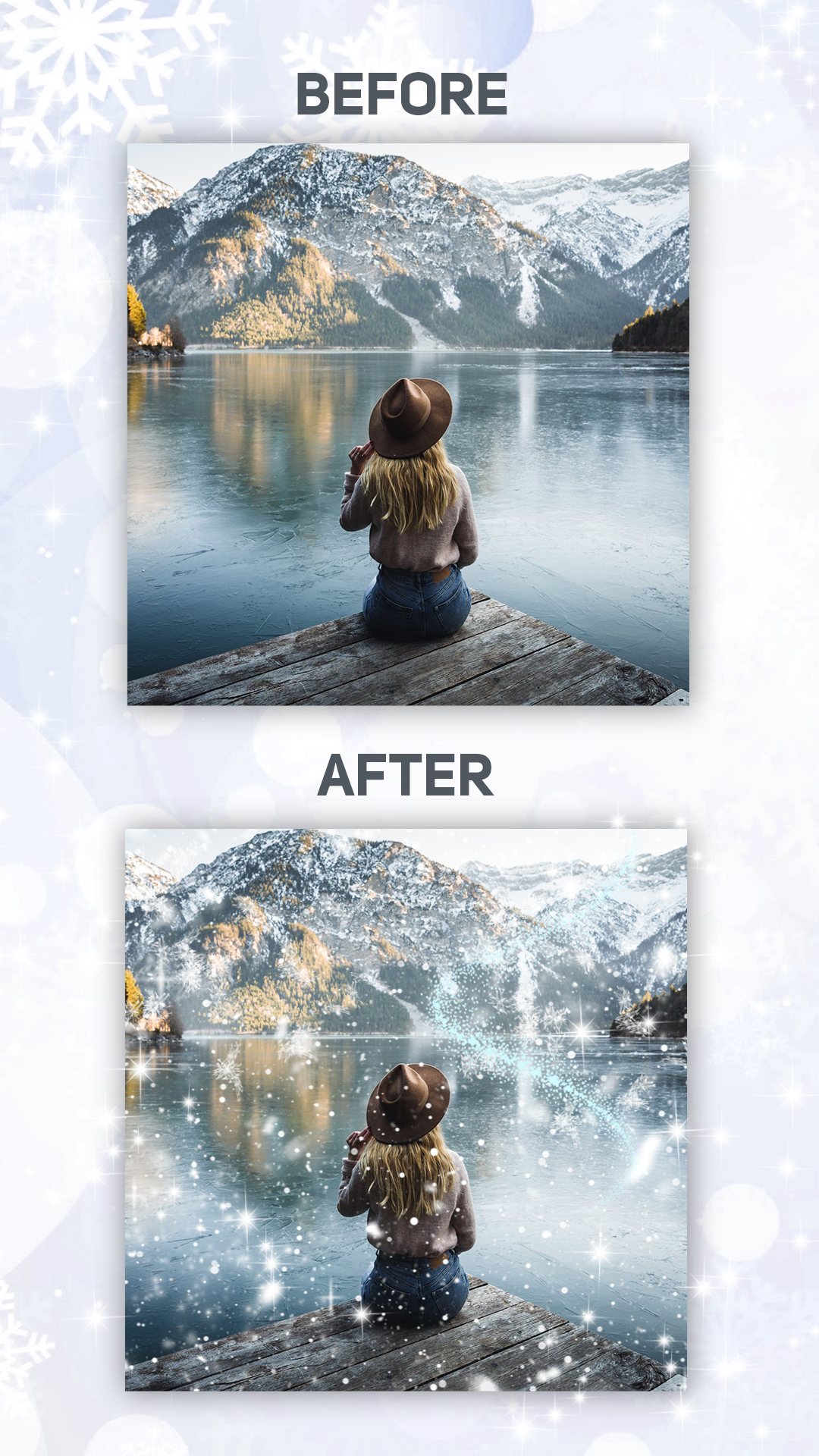 اسکرین شات 4 برنامه Snow Effect on Photo - Editor