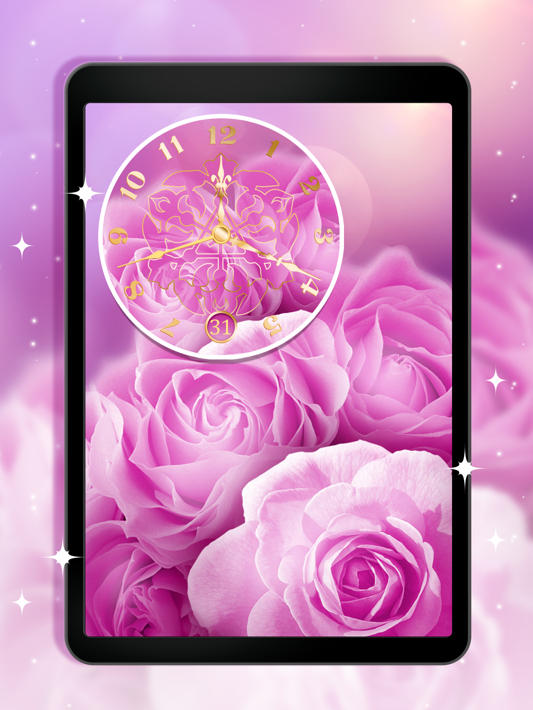 اسکرین شات 2 برنامه Rose Clock Live Wallpaper