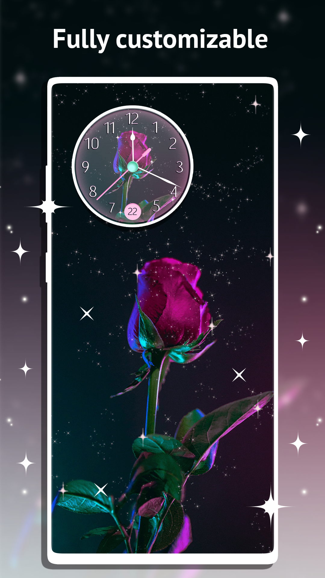 اسکرین شات 5 برنامه Rose Clock Live Wallpaper