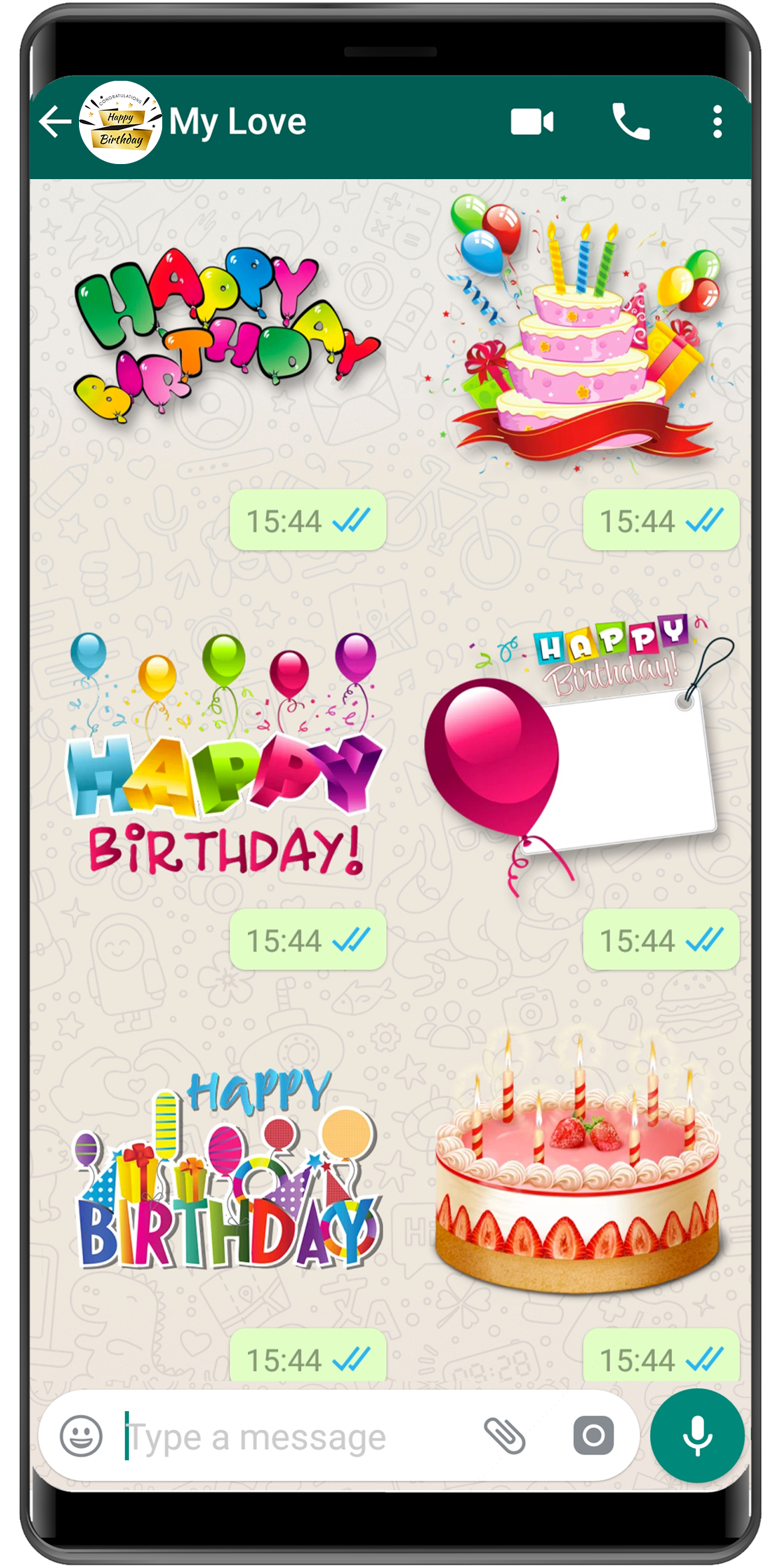 اسکرین شات 4 برنامه WASticker - Birthday stickers
