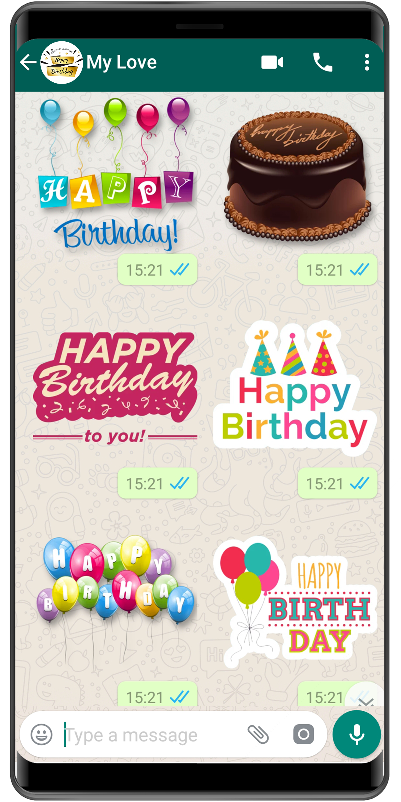 اسکرین شات 2 برنامه WASticker - Birthday stickers