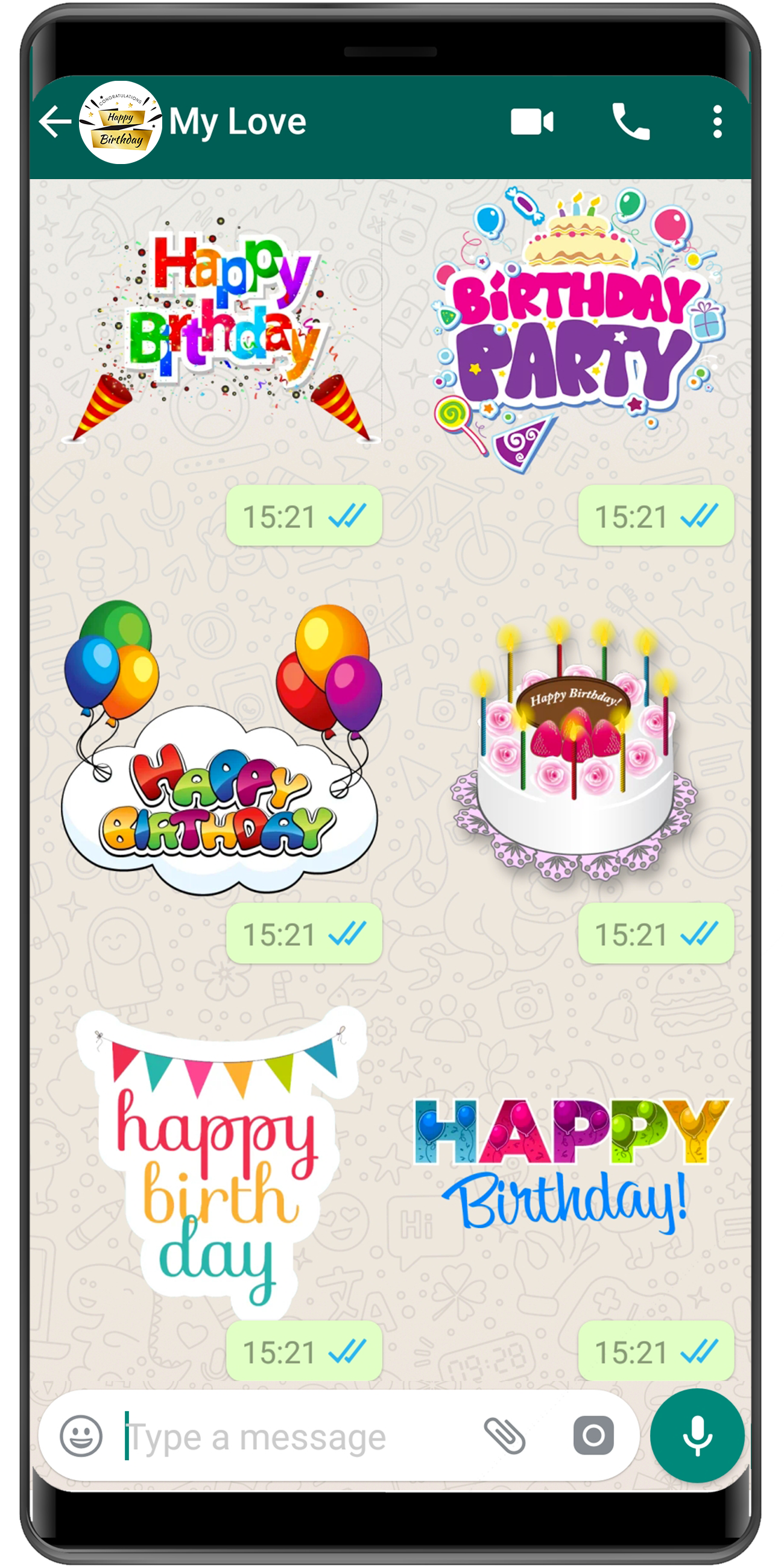 اسکرین شات 3 برنامه WASticker - Birthday stickers