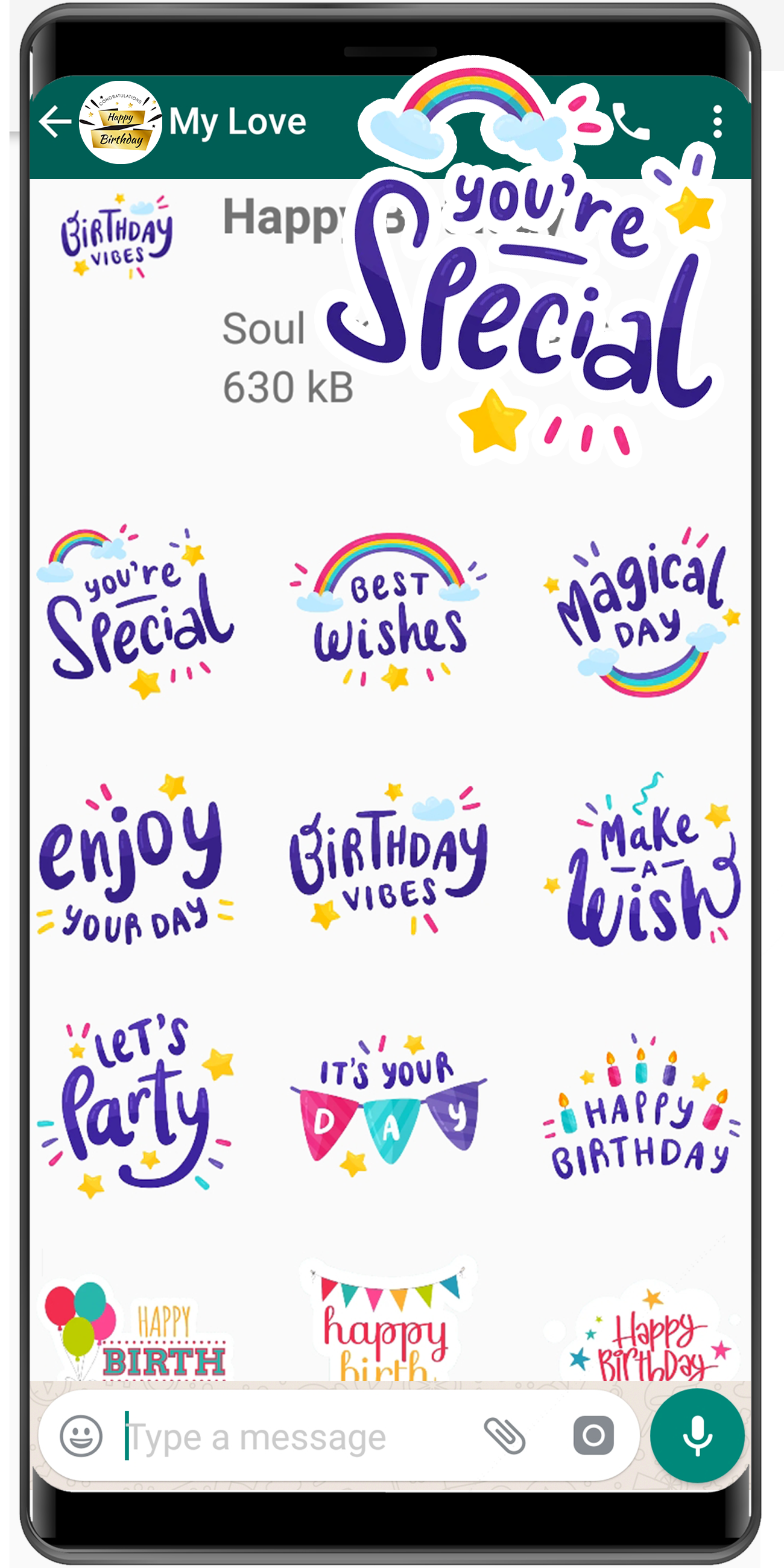 اسکرین شات 6 برنامه WASticker - Birthday stickers