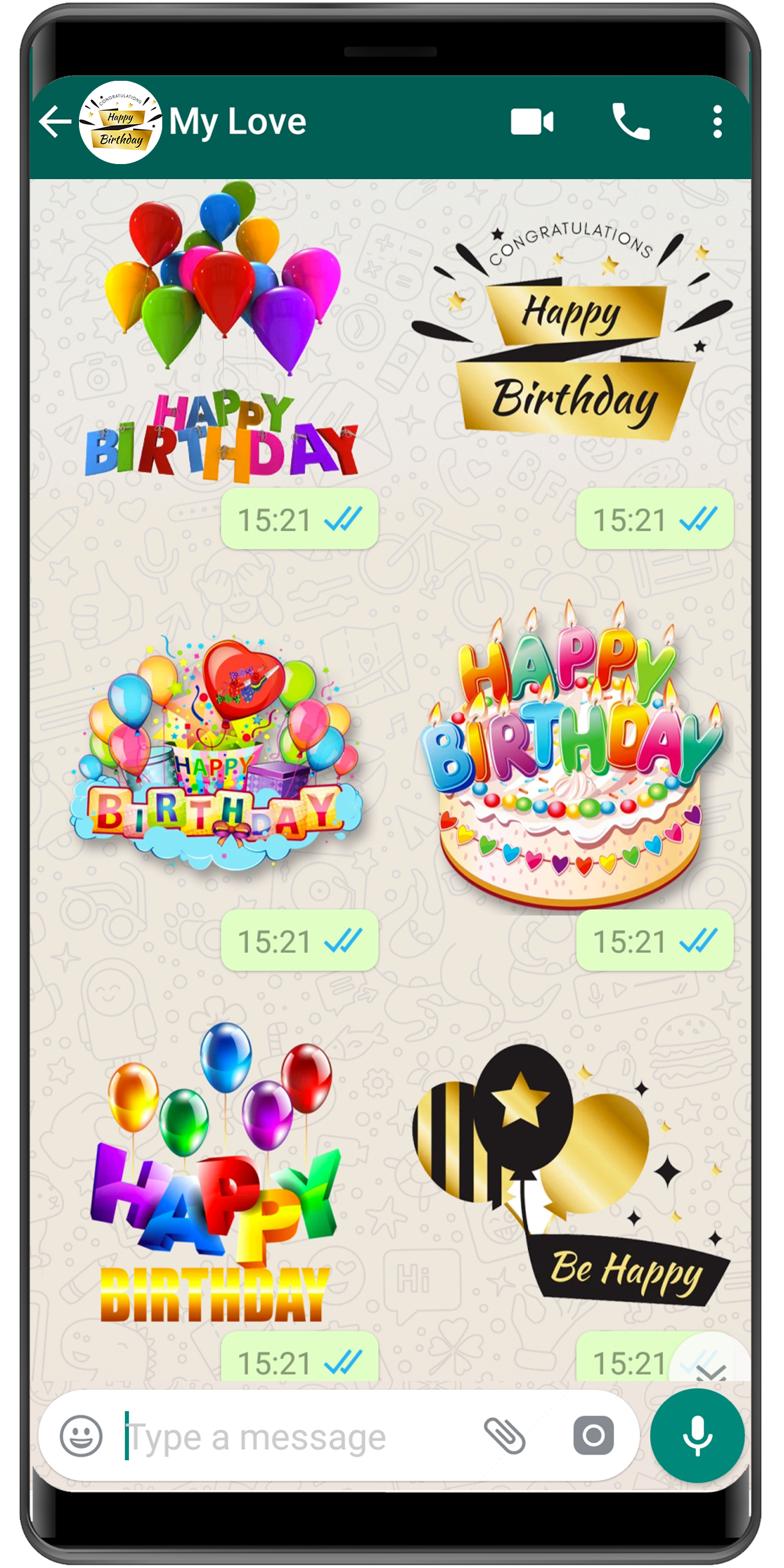 اسکرین شات 1 برنامه WASticker - Birthday stickers