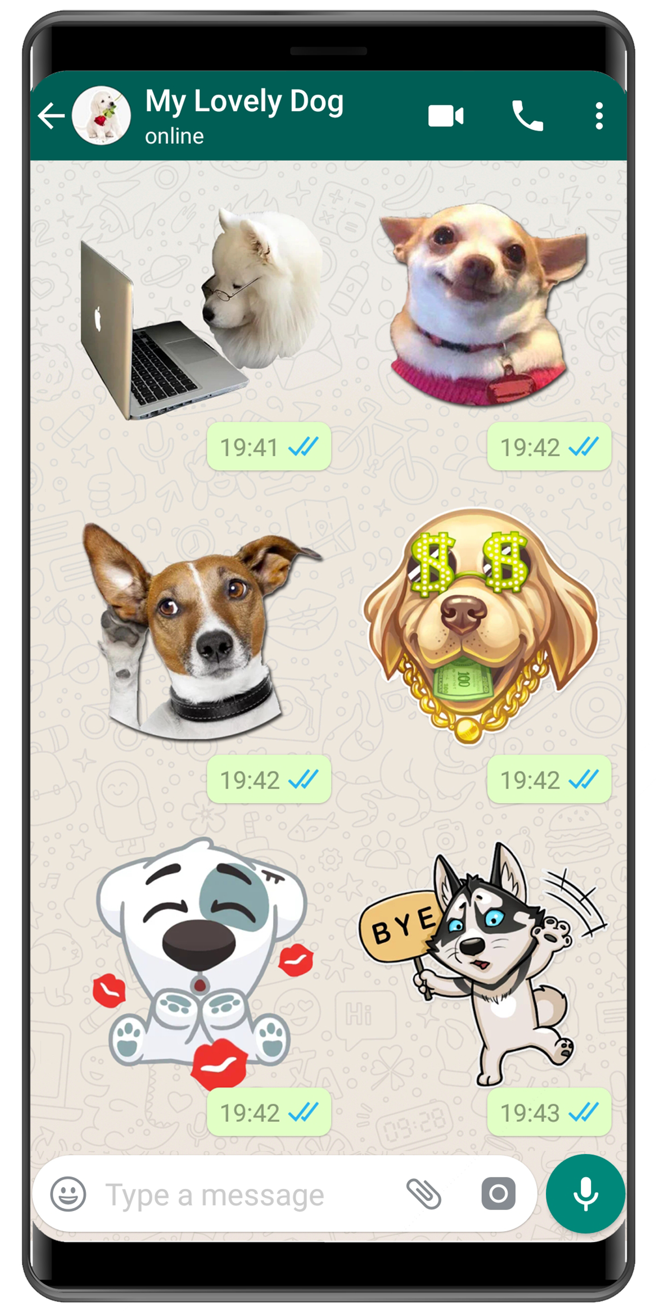 اسکرین شات 3 برنامه WASticker - Dog memes stickers
