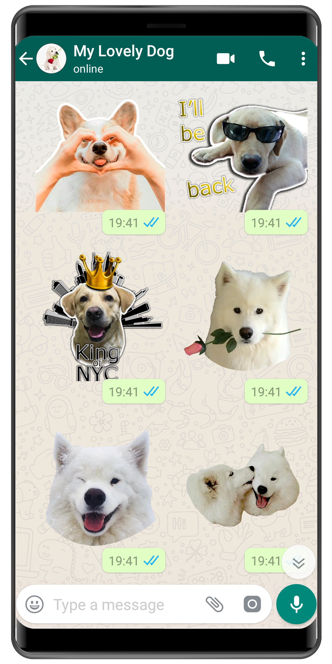 اسکرین شات 2 برنامه WASticker - Dog memes stickers