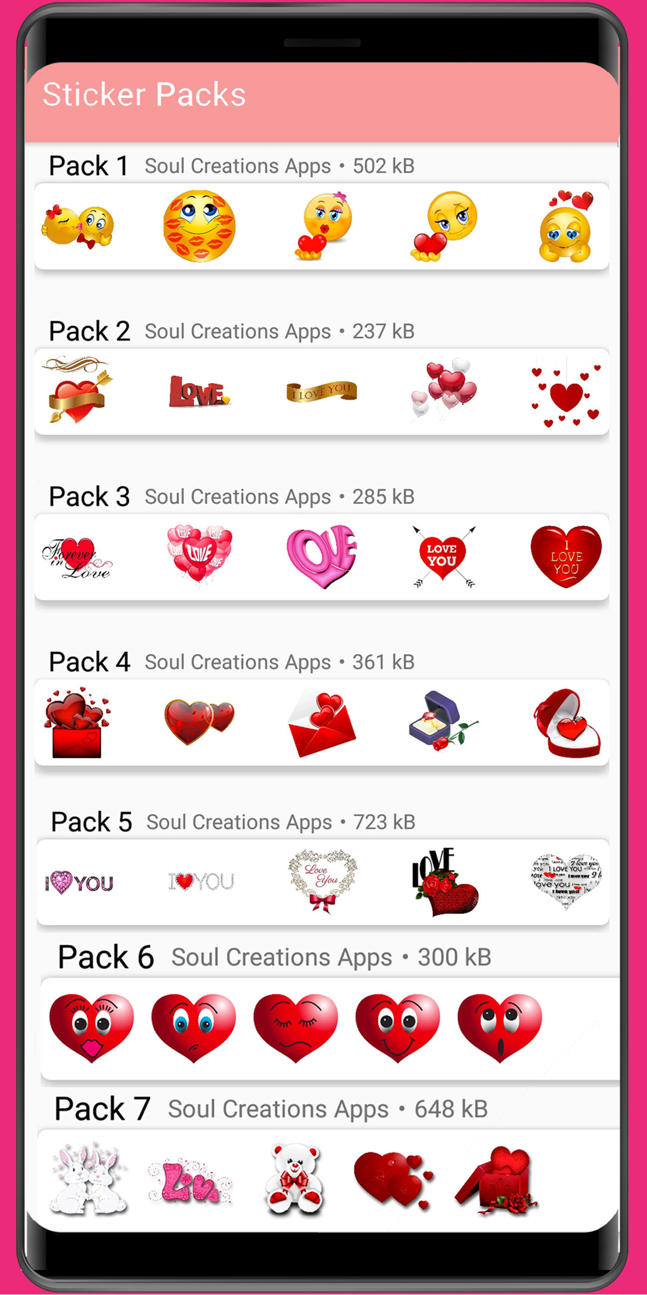 اسکرین شات 3 برنامه WASticker - Love Stickers
