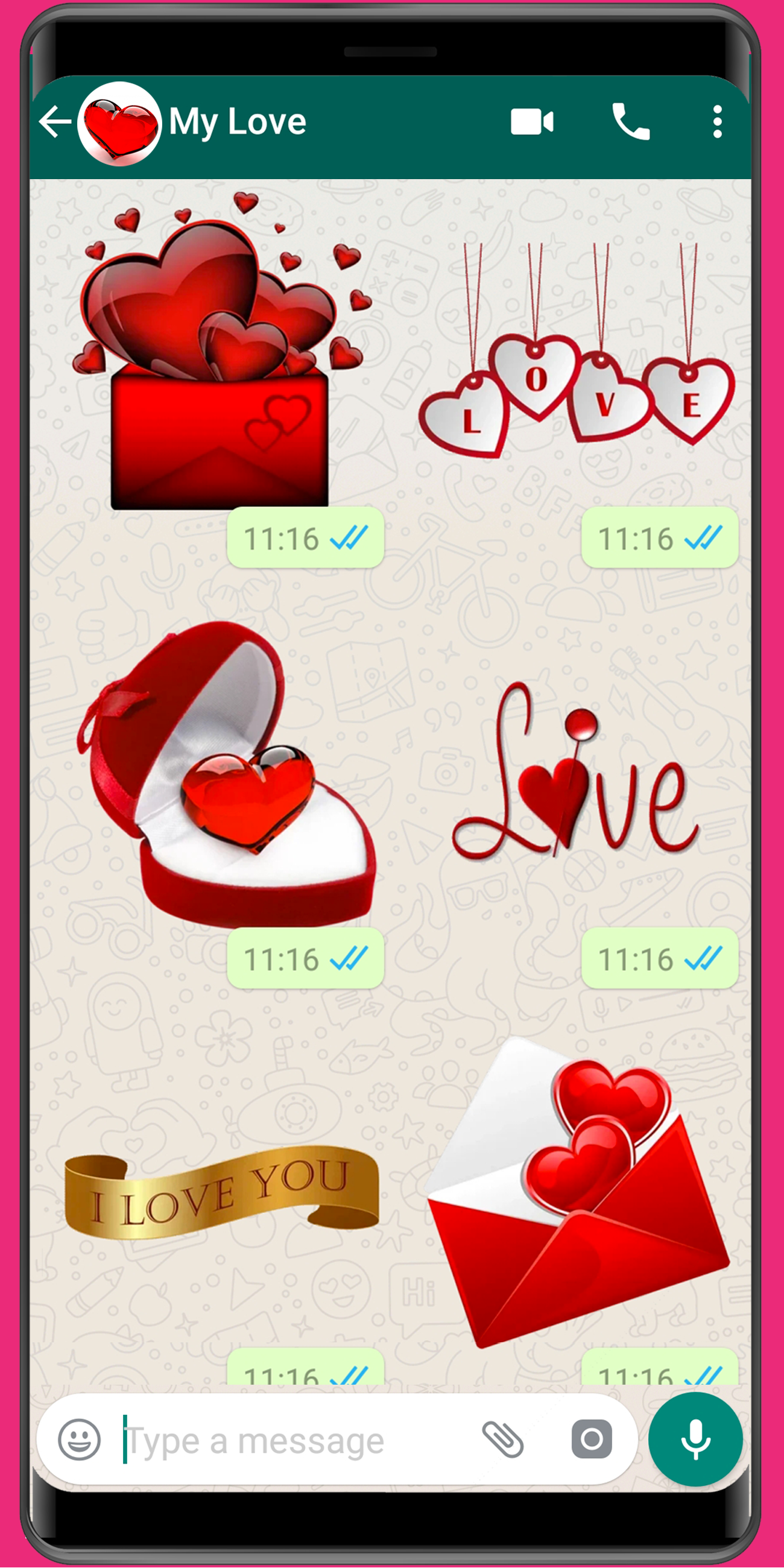 اسکرین شات 1 برنامه WASticker - Love Stickers