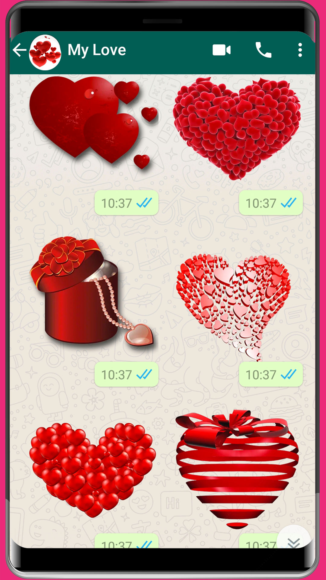 اسکرین شات 1 برنامه WASticker - Love romantic
