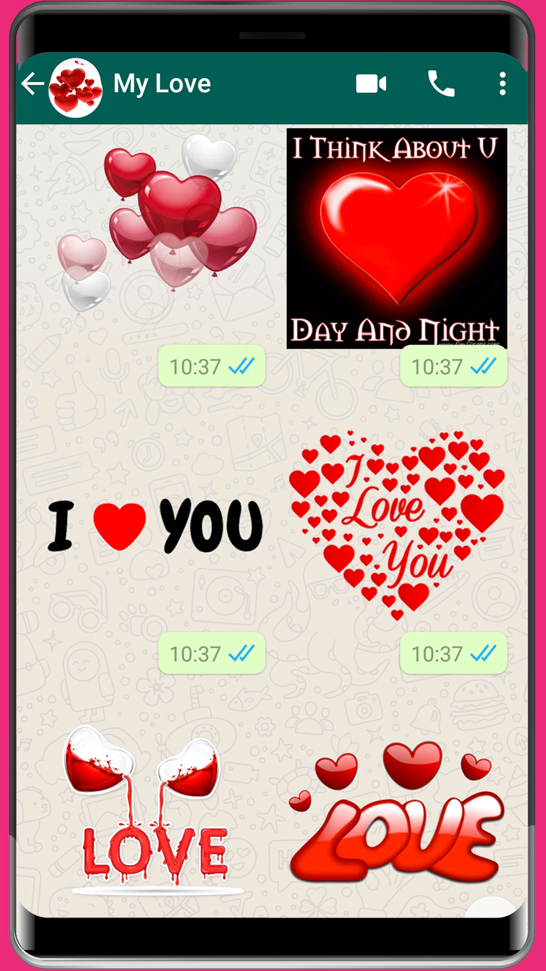 اسکرین شات 3 برنامه WASticker - Love romantic