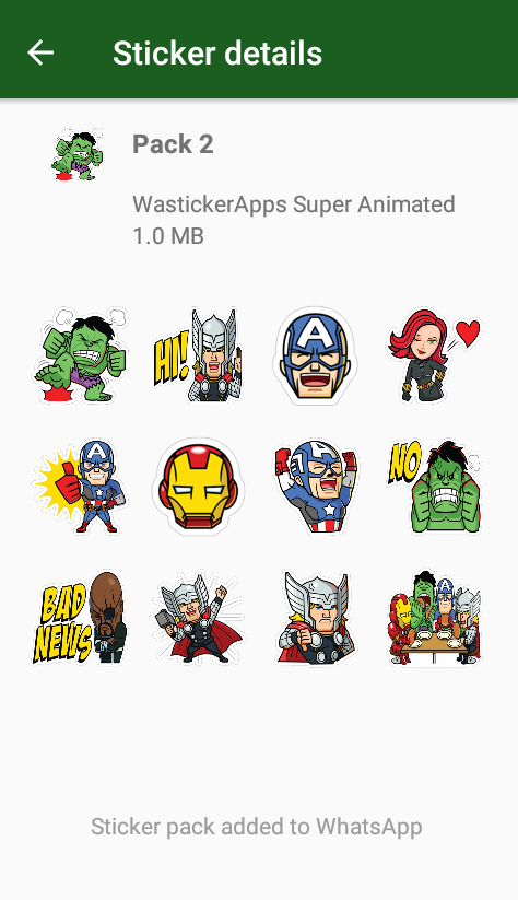 اسکرین شات 2 برنامه Animated Superheroes WASticker