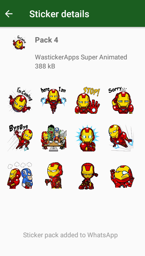 اسکرین شات 4 برنامه Animated Superheroes WASticker