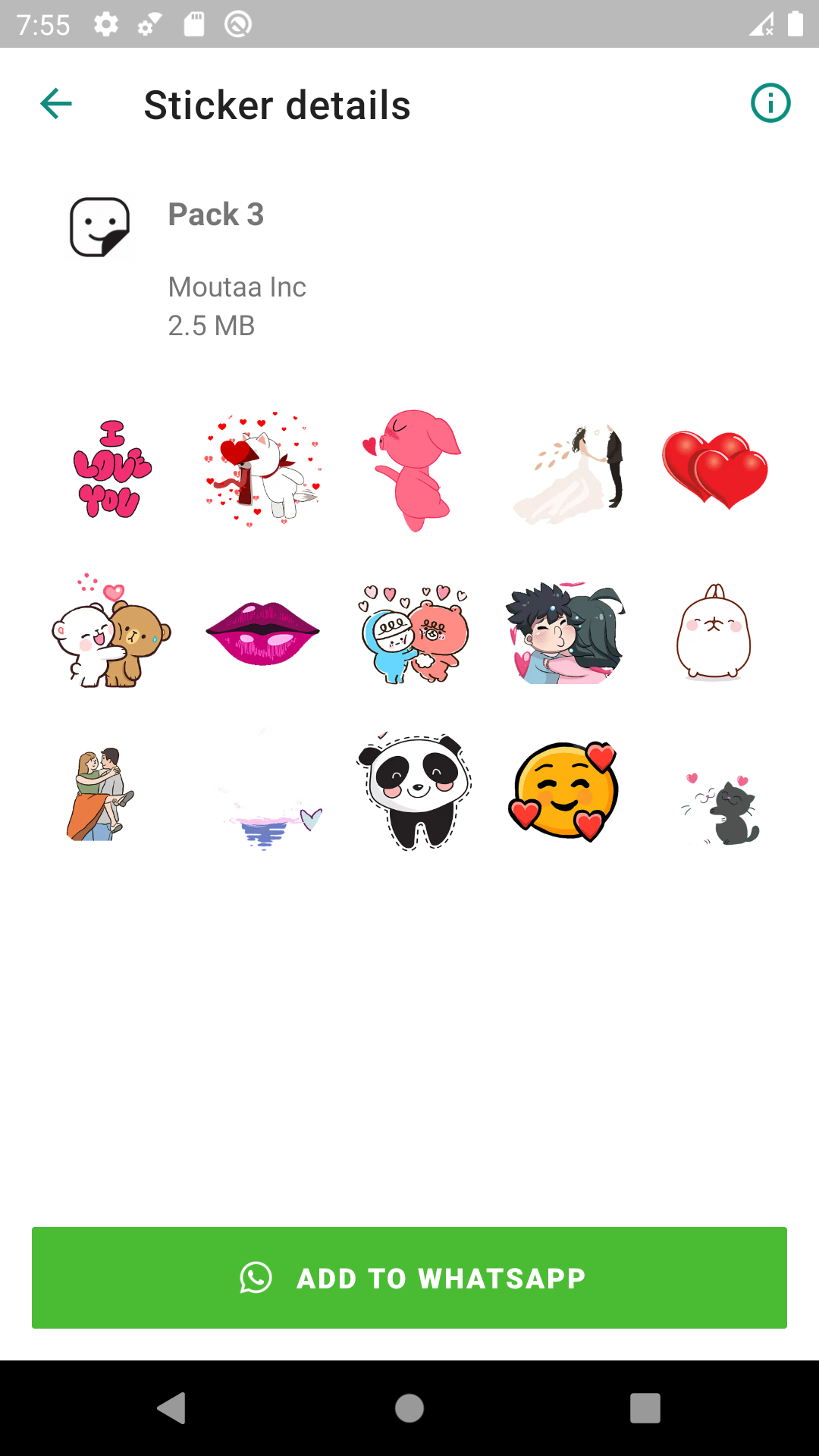 اسکرین شات 3 برنامه WASticker Animated Love