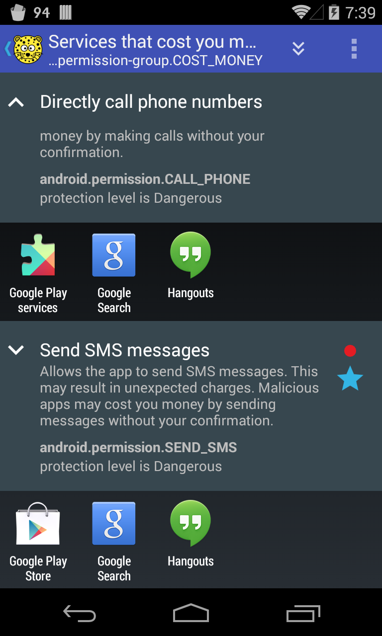 اسکرین شات 2 برنامه aSpotCat - Permission Checker