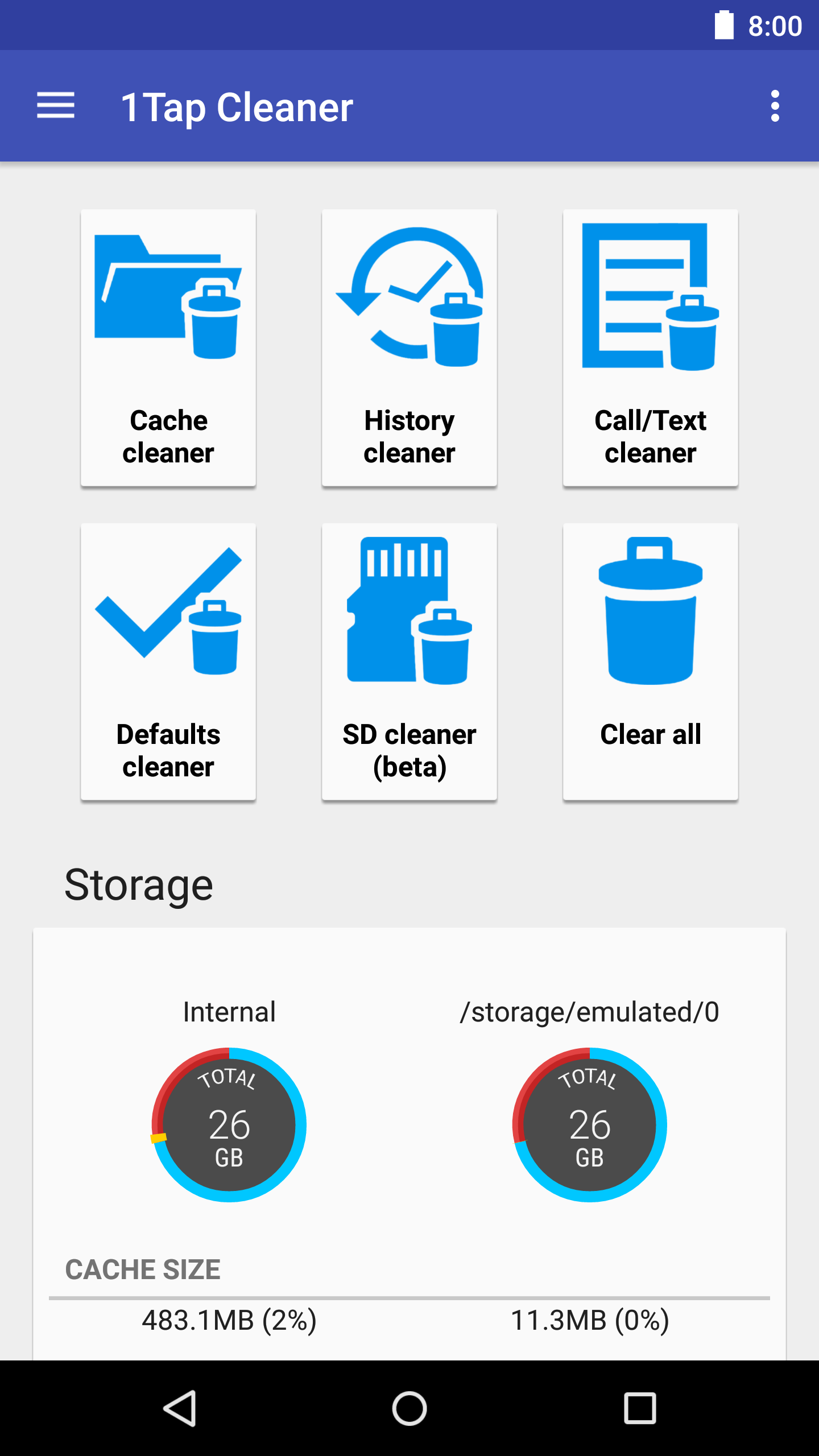 اسکرین شات 1 برنامه 1Tap Cleaner (clear cache)