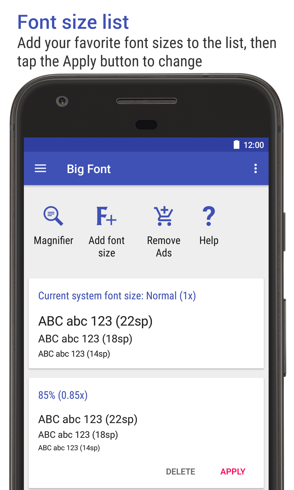 اسکرین شات 5 برنامه Big Font (change font size)