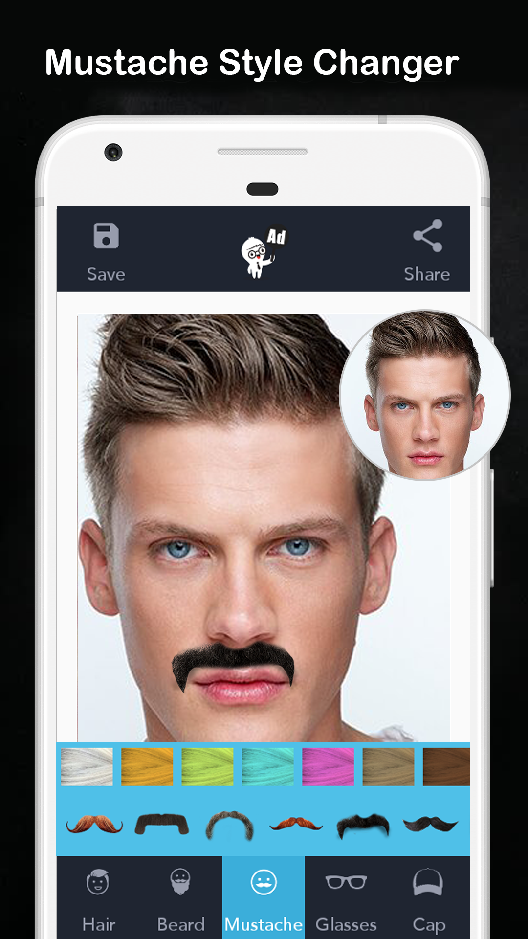 اسکرین شات 3 برنامه Men Hair Style - Hair Editor