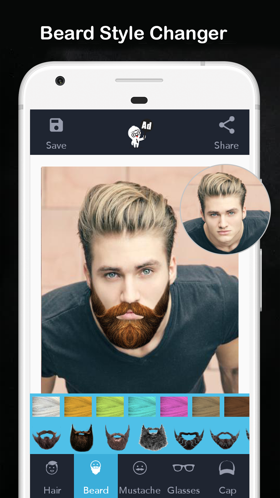اسکرین شات 2 برنامه Men Hair Style - Hair Editor