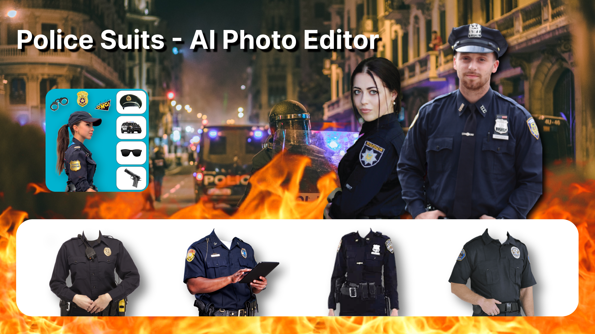اسکرین شات 1 برنامه Police Suits - AI Photo Editor