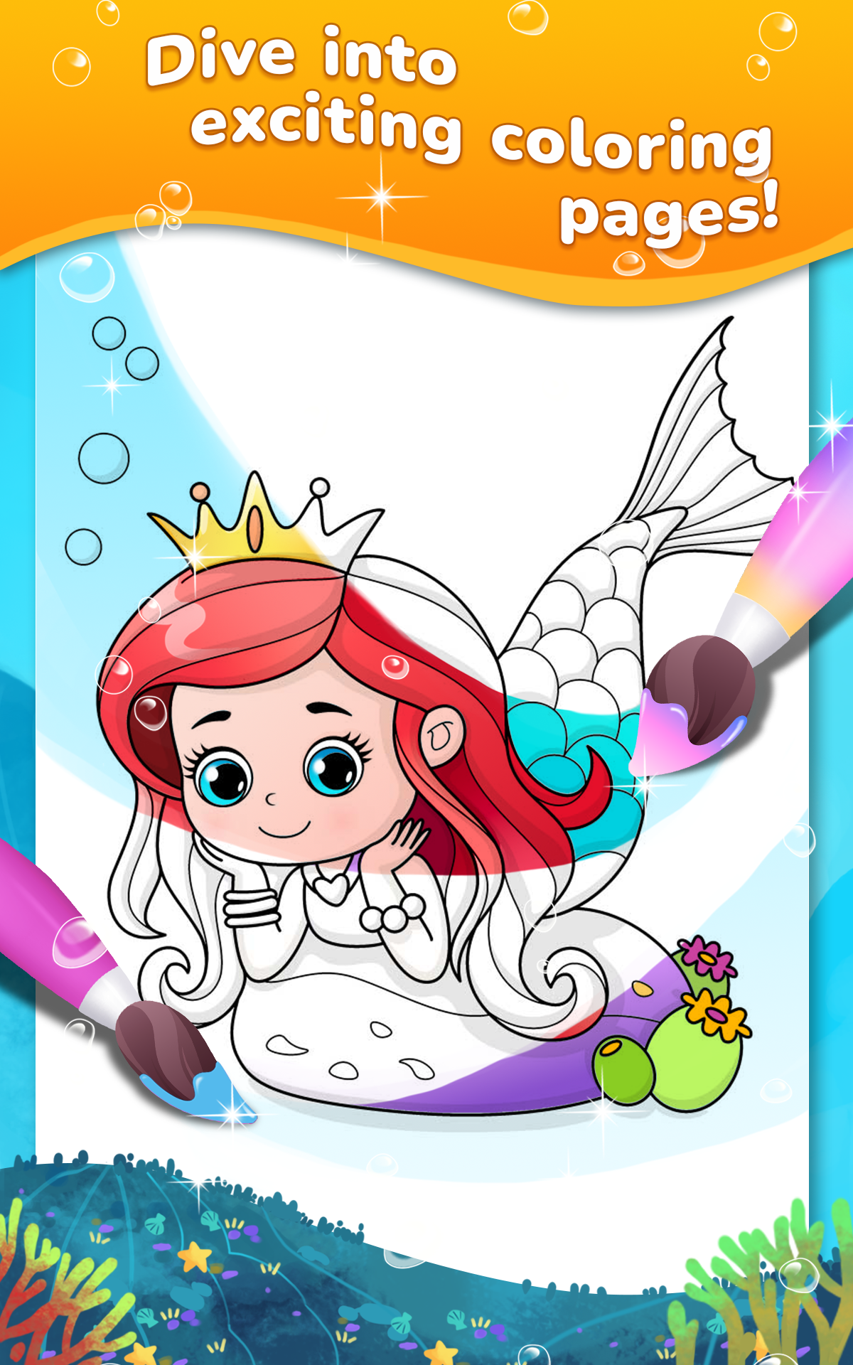 اسکرین شات 1 بازی Mermaid coloring book gradient