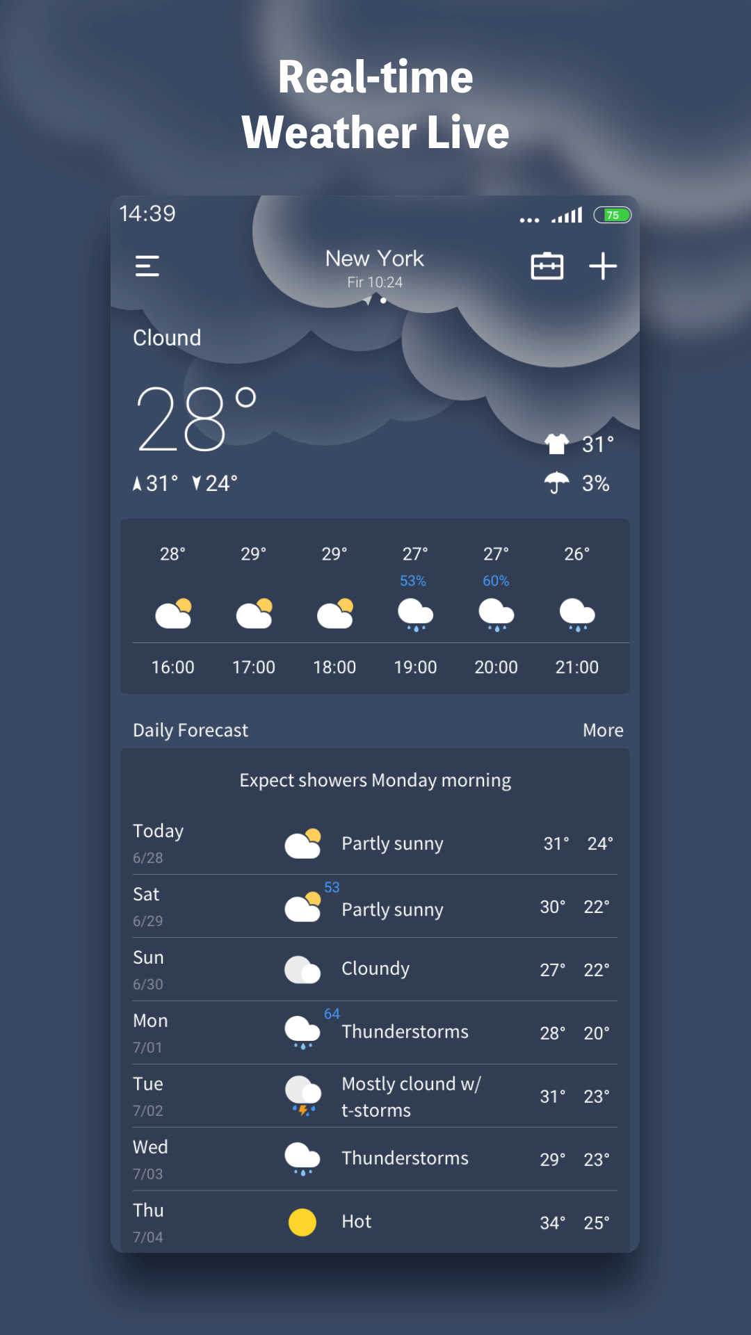 اسکرین شات 1 برنامه Weather Live - Radar & Widget