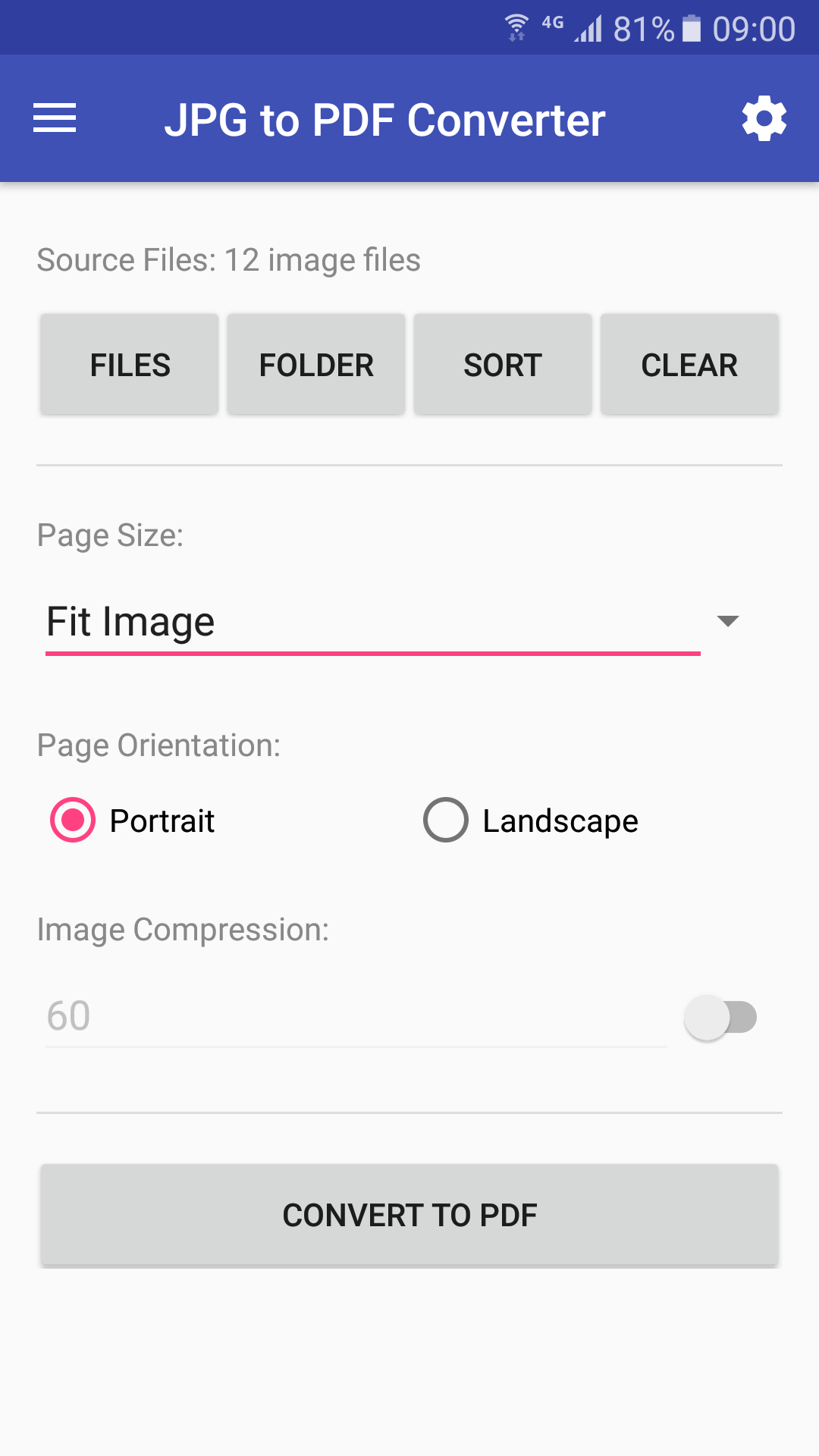 اسکرین شات 1 برنامه JPG to PDF Converter