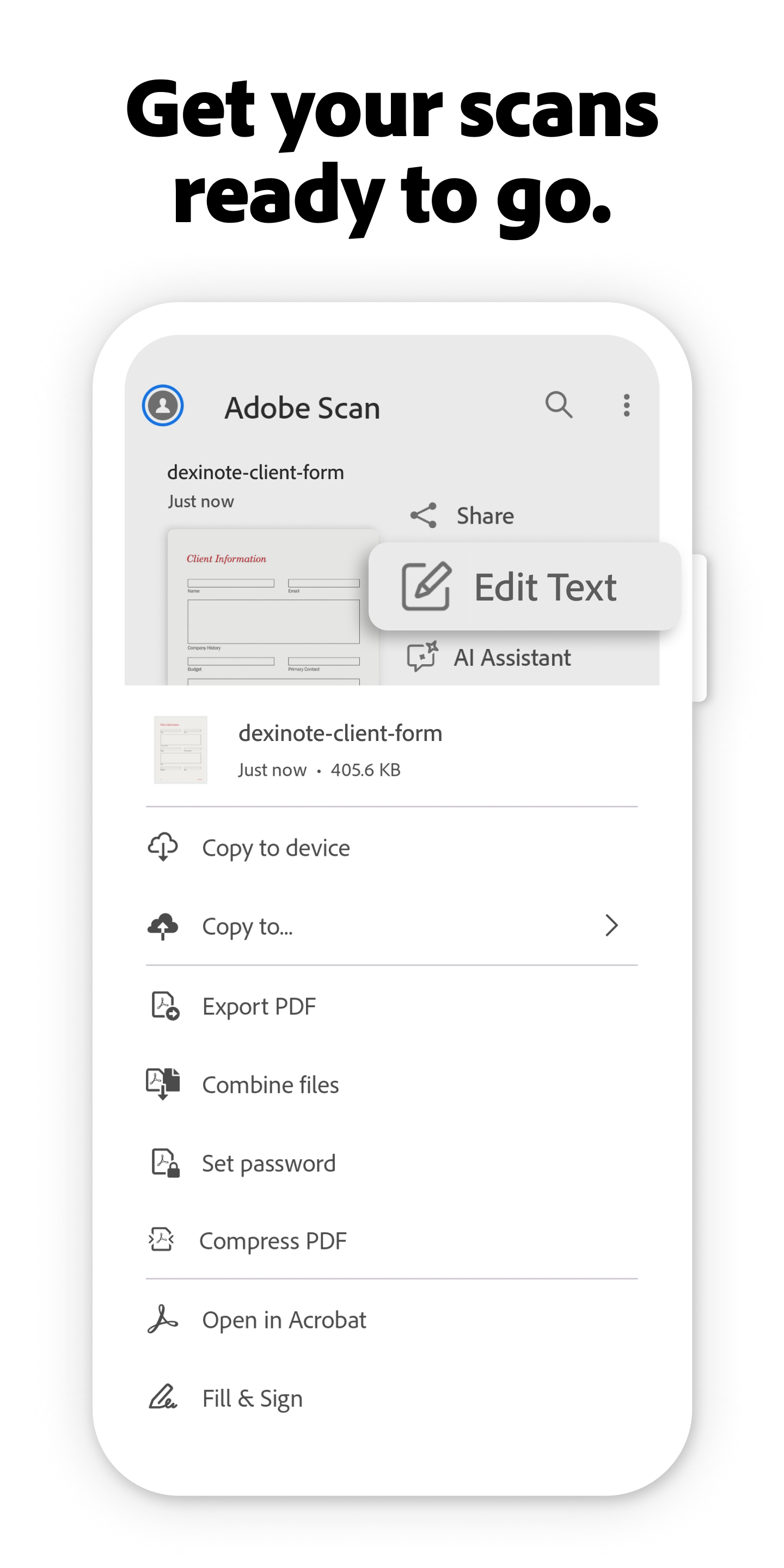 اسکرین شات 6 برنامه Adobe Scan AI PDF Scanner, OCR