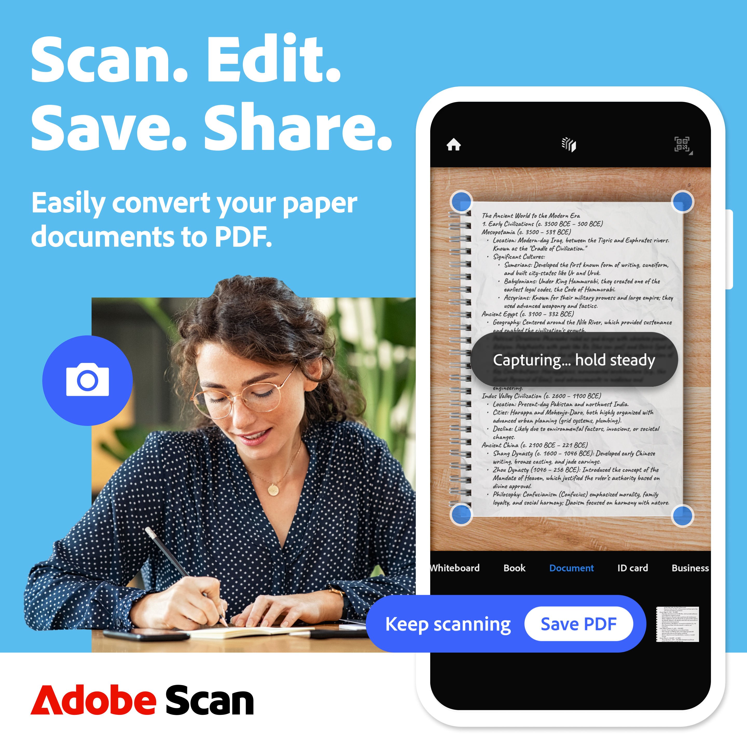 اسکرین شات 1 برنامه Adobe Scan AI PDF Scanner, OCR