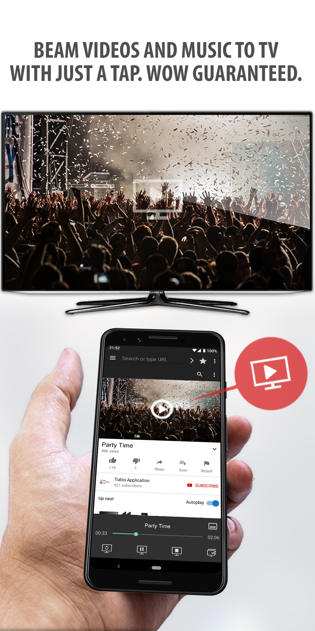 اسکرین شات 1 برنامه Tubio - Cast Web Videos to TV